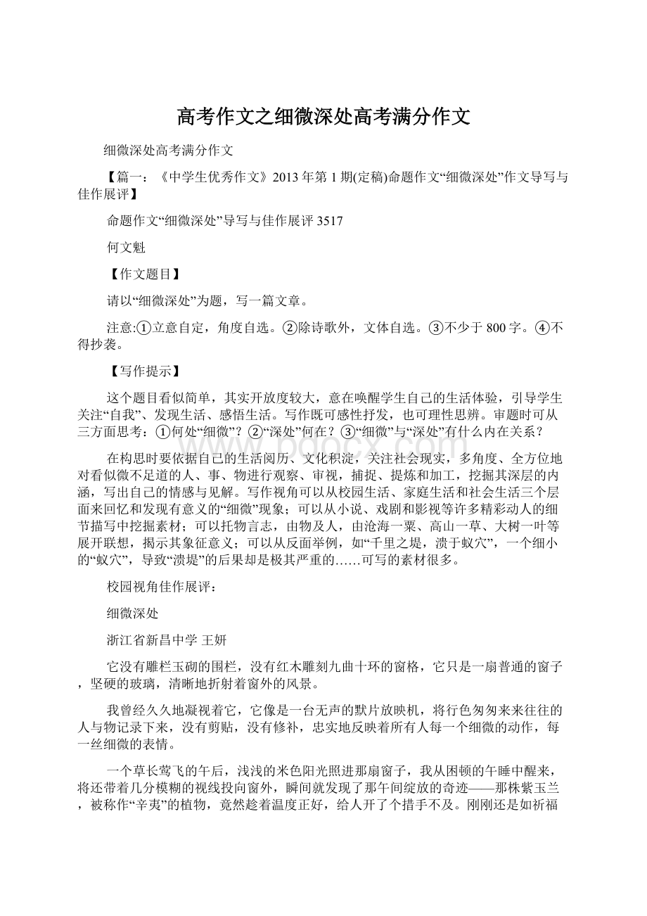 高考作文之细微深处高考满分作文.docx