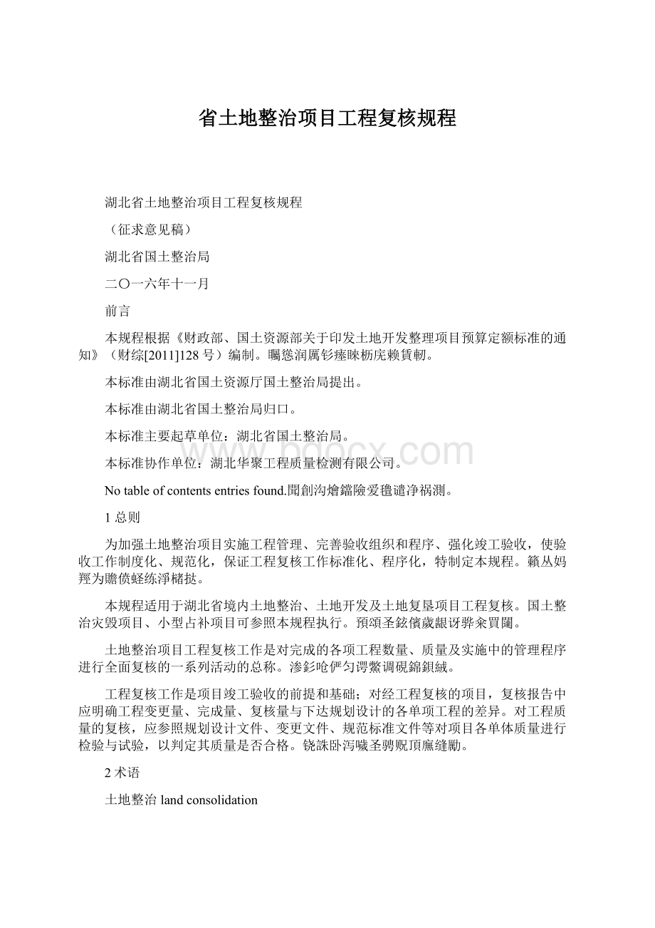 省土地整治项目工程复核规程Word文档格式.docx_第1页