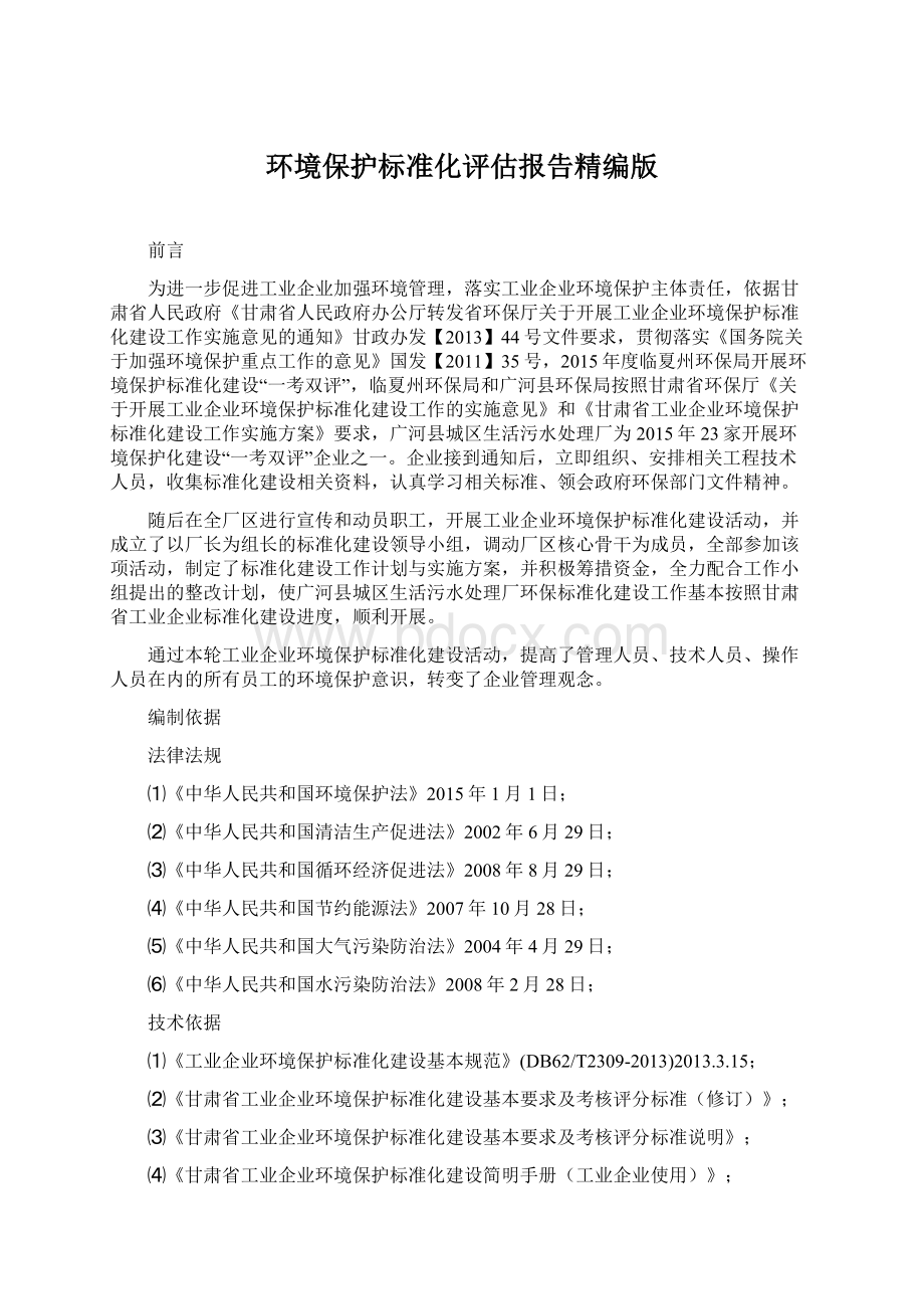 环境保护标准化评估报告精编版Word下载.docx