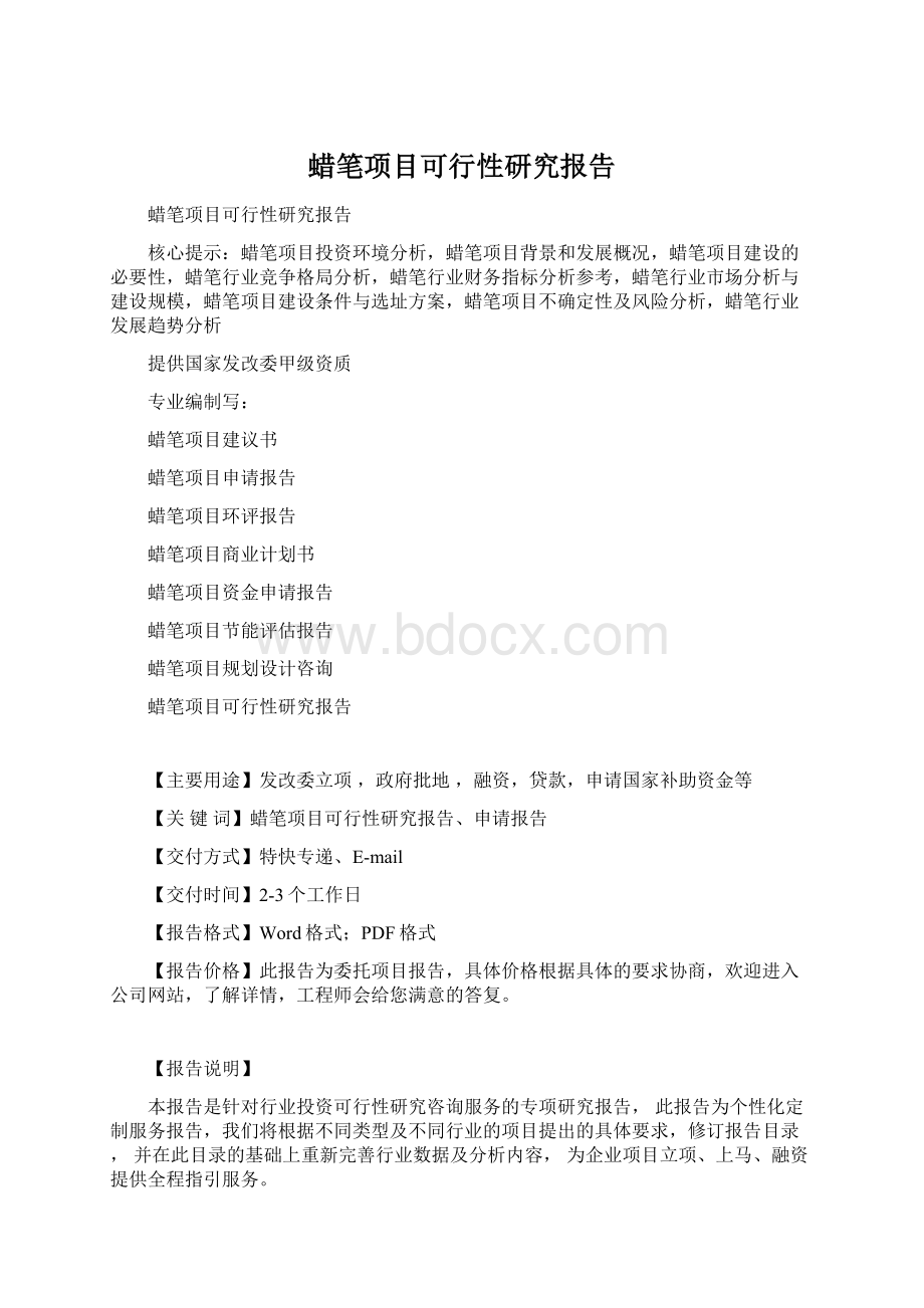 蜡笔项目可行性研究报告.docx