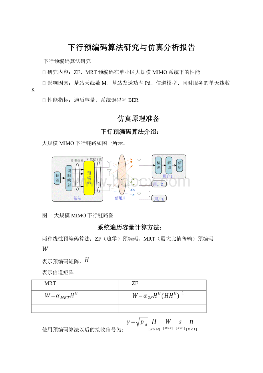 下行预编码算法研究与仿真分析报告.docx_第1页