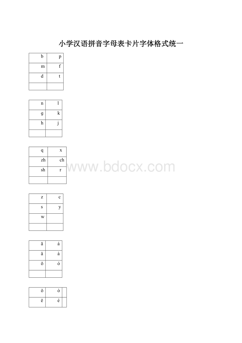 小学汉语拼音字母表卡片字体格式统一.docx_第1页