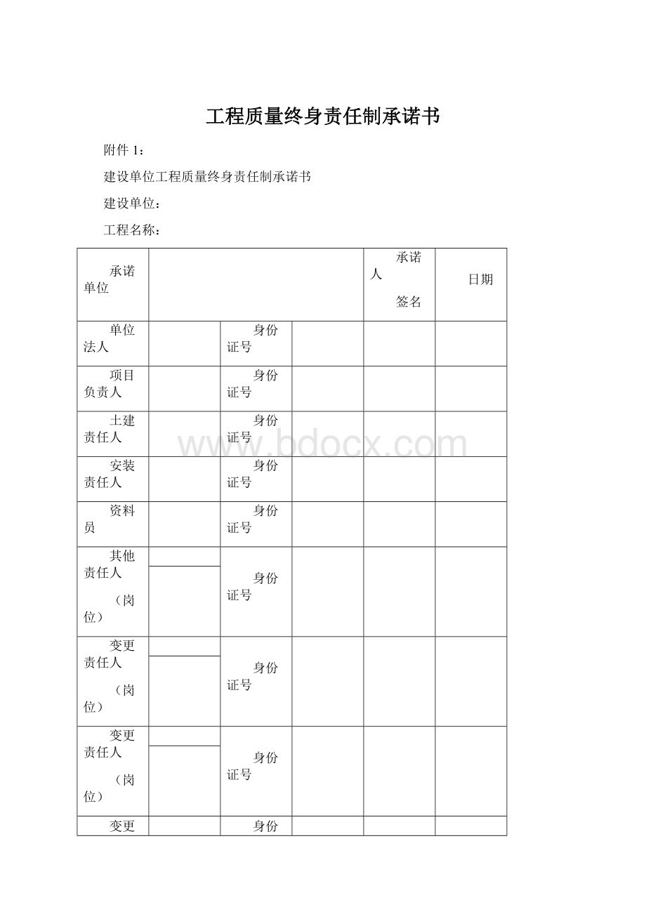 工程质量终身责任制承诺书Word格式文档下载.docx_第1页