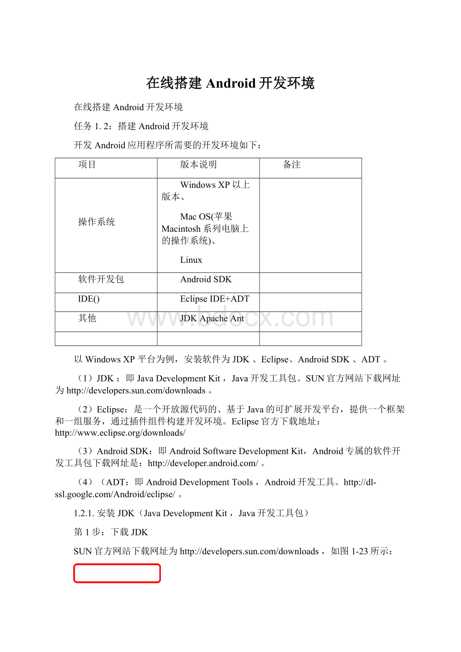 在线搭建Android开发环境Word下载.docx_第1页