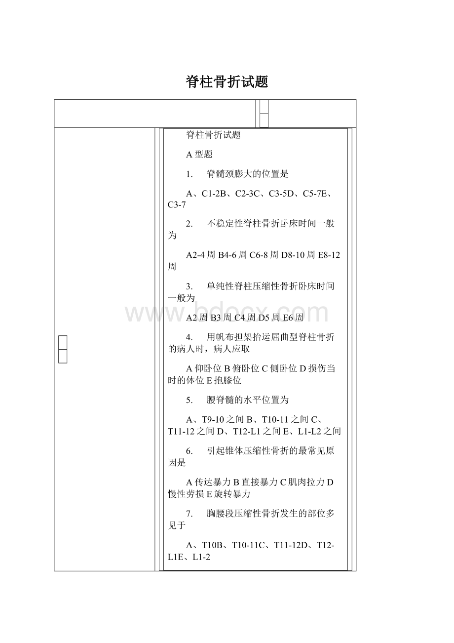 脊柱骨折试题.docx