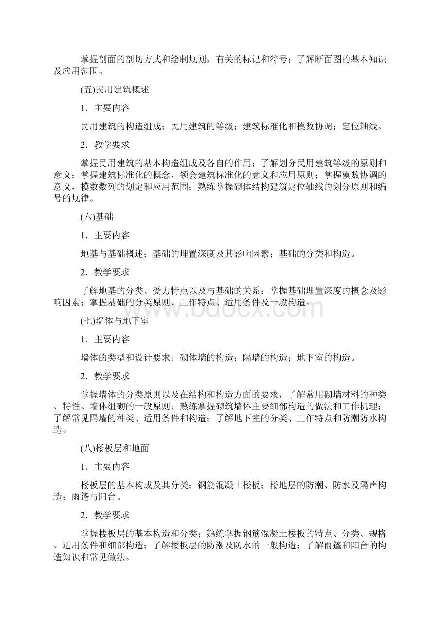 建筑工程技术专业主干课程教学基本要求.docx_第3页