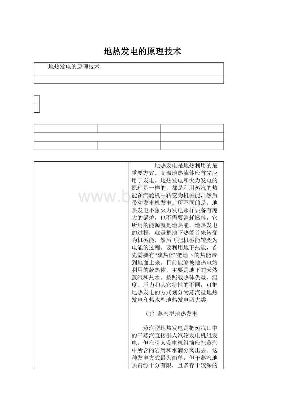 地热发电的原理技术Word文档格式.docx