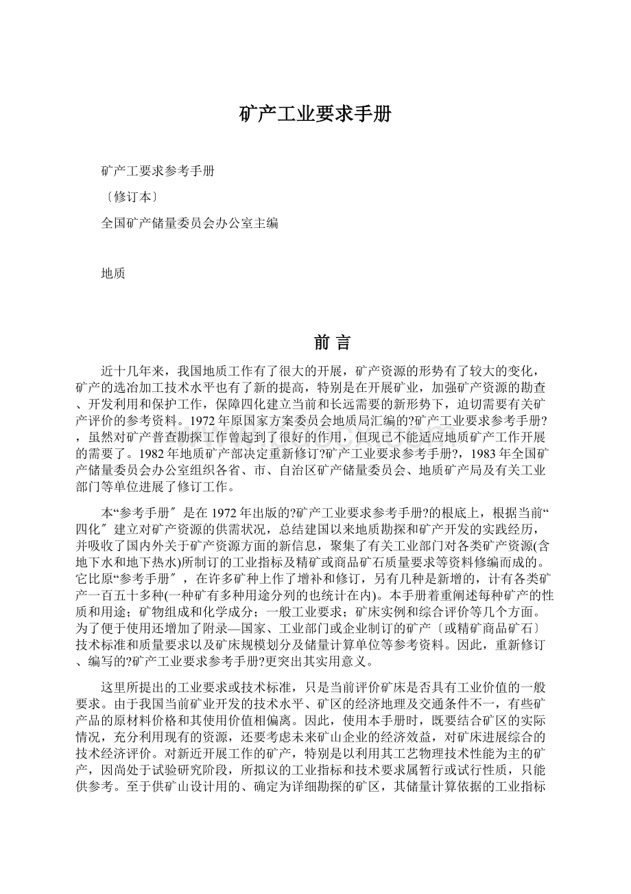 矿产工业要求手册文档格式.docx