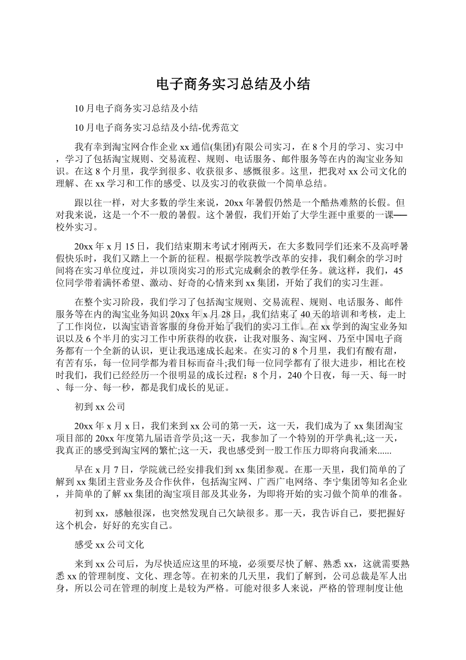 电子商务实习总结及小结Word格式文档下载.docx