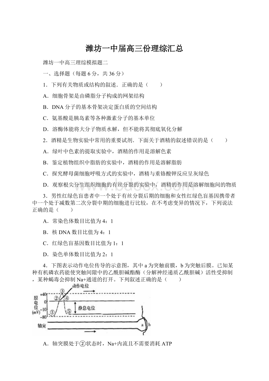 潍坊一中届高三份理综汇总.docx_第1页