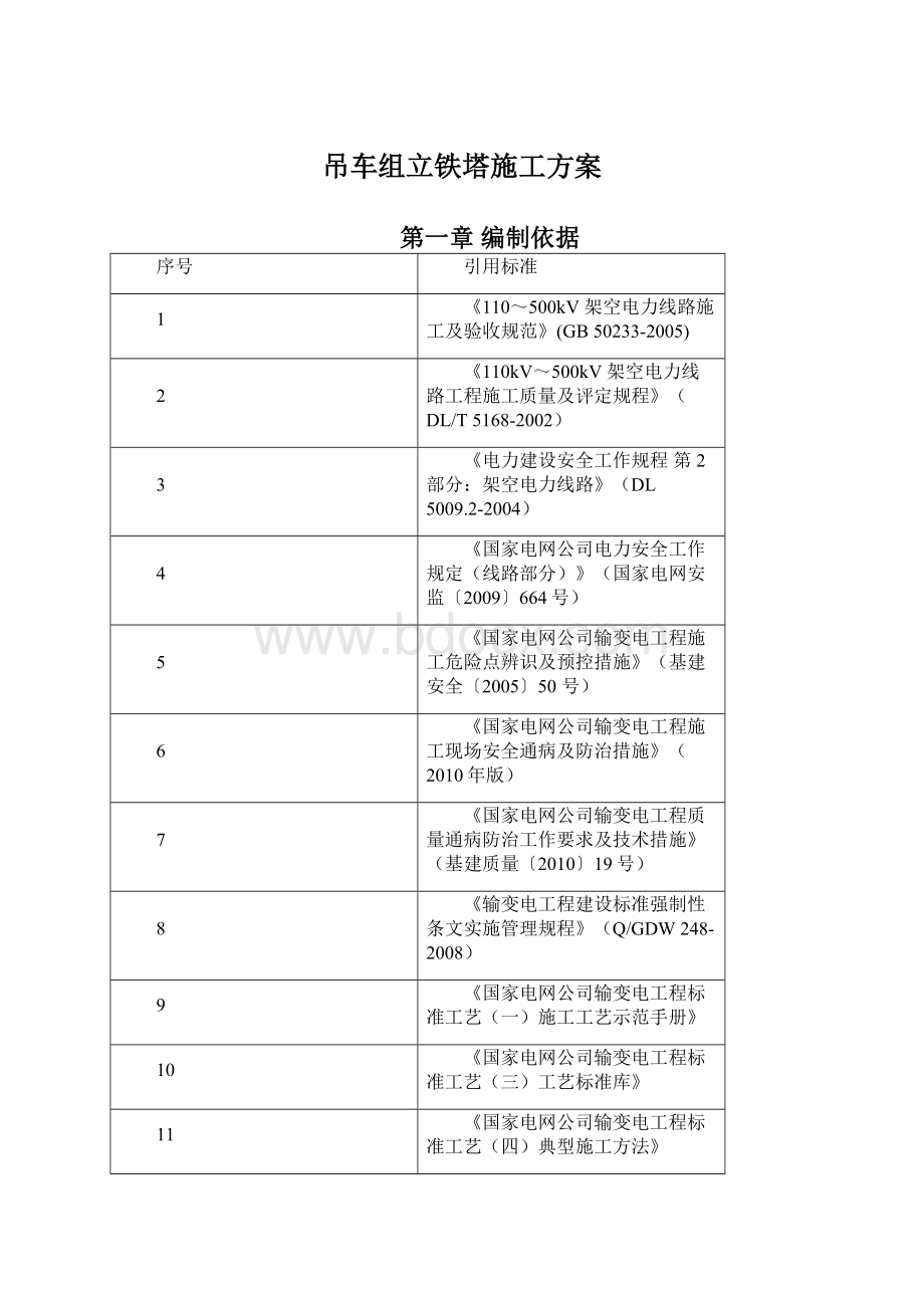 吊车组立铁塔施工方案Word格式.docx