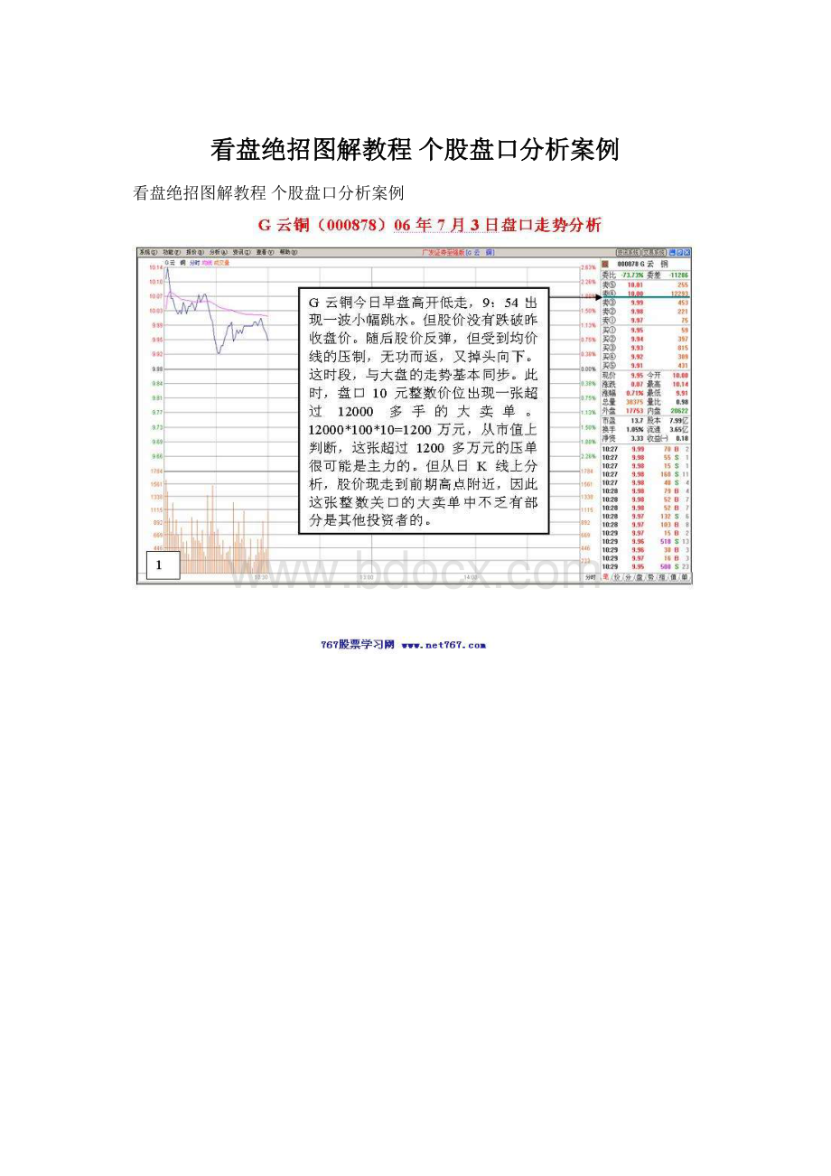 看盘绝招图解教程 个股盘口分析案例.docx