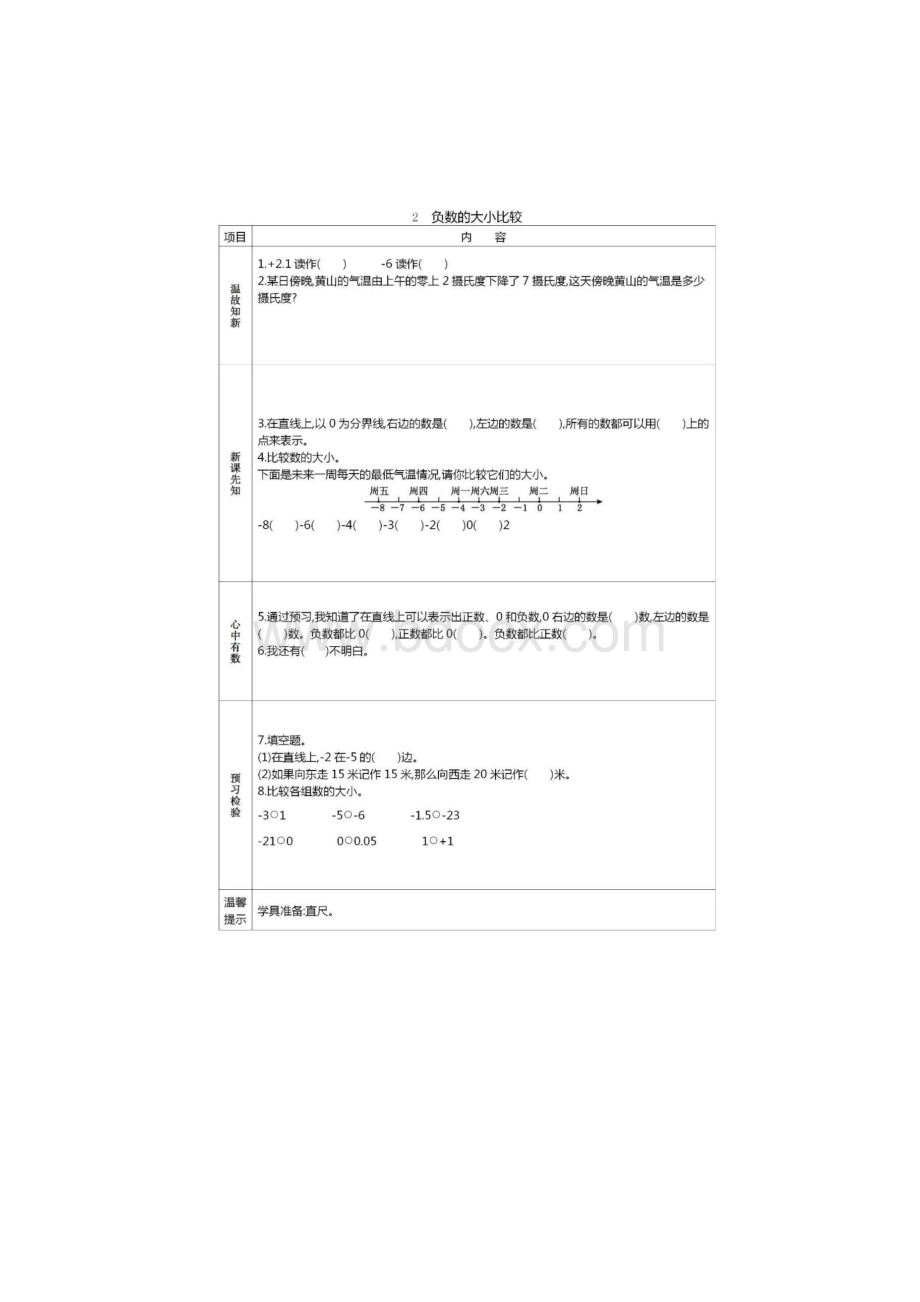 人教版数学六年级下册课前预习单全册含答案.docx_第3页