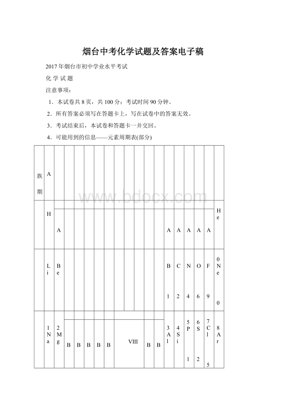 烟台中考化学试题及答案电子稿Word文档格式.docx_第1页