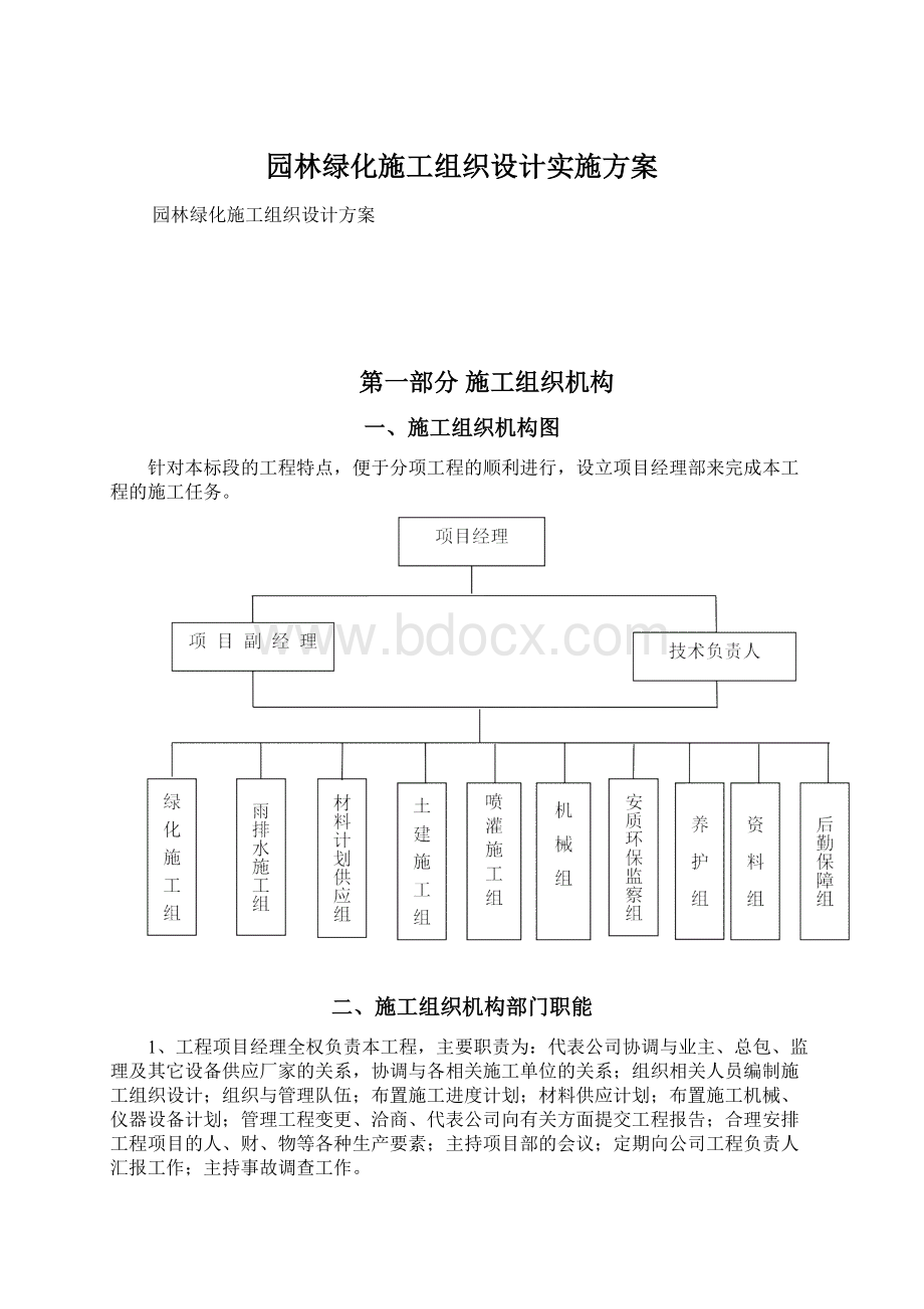 园林绿化施工组织设计实施方案文档格式.docx