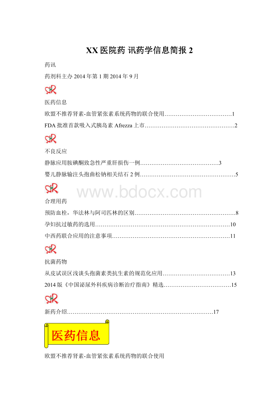 XX医院药讯药学信息简报 2Word格式文档下载.docx