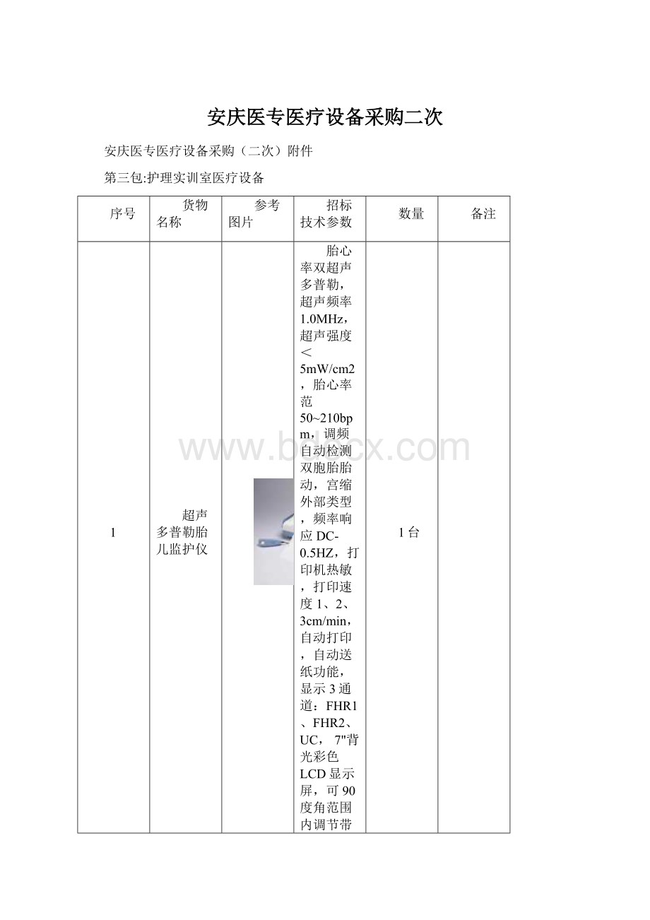 安庆医专医疗设备采购二次Word文档格式.docx