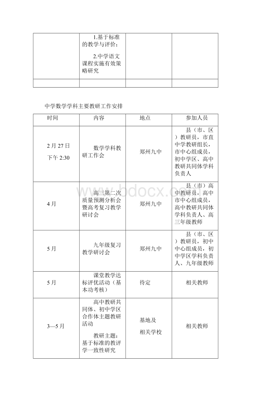 郑州市教育局教学研究室学年下期教研工作计划 doc文档格式.docx_第2页