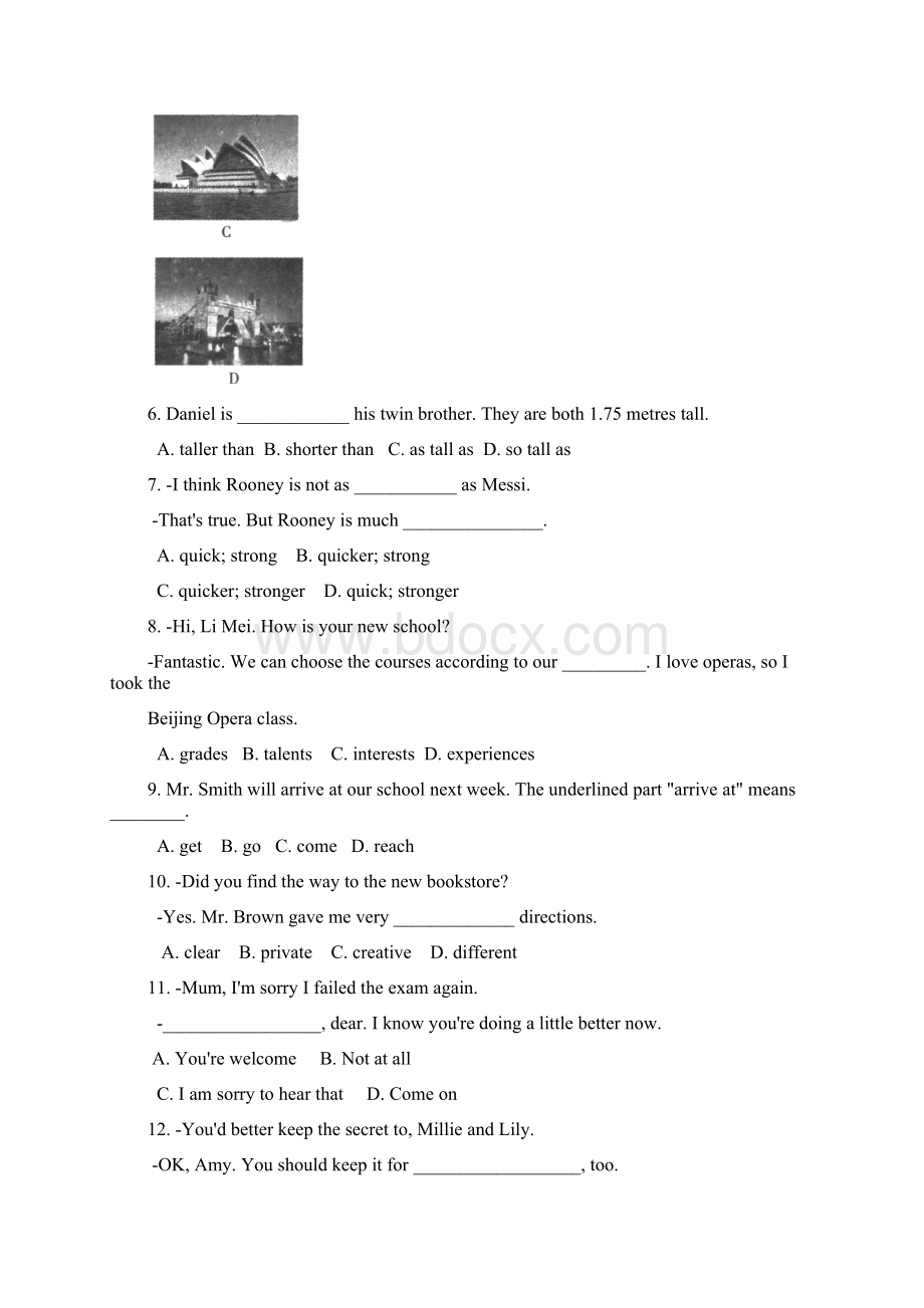 牛津译林版8A英语八年级上册Unit3 A day out单元检测题含答案Word下载.docx_第2页