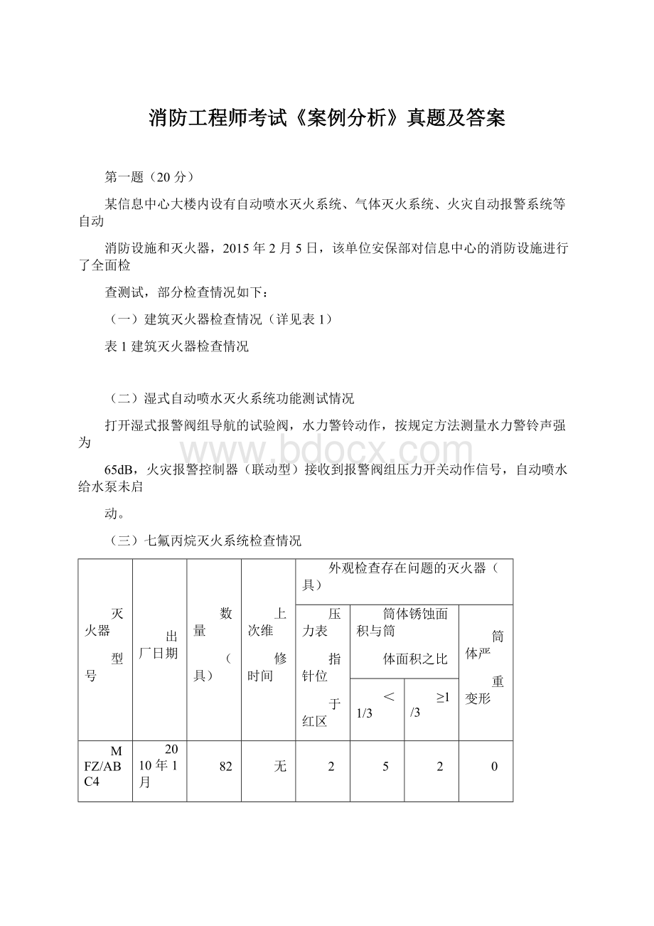 消防工程师考试《案例分析》真题及答案Word格式文档下载.docx