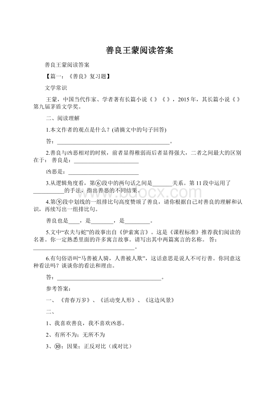 善良王蒙阅读答案文档格式.docx