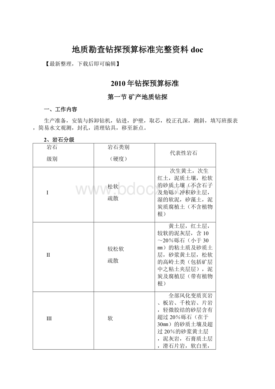 地质勘查钻探预算标准完整资料doc.docx