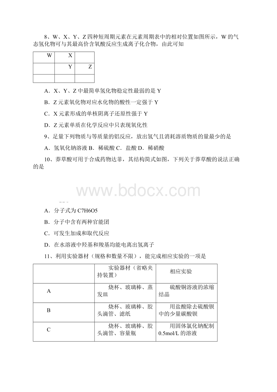 普通高等学校招生统一考试理科综合山东.docx_第3页