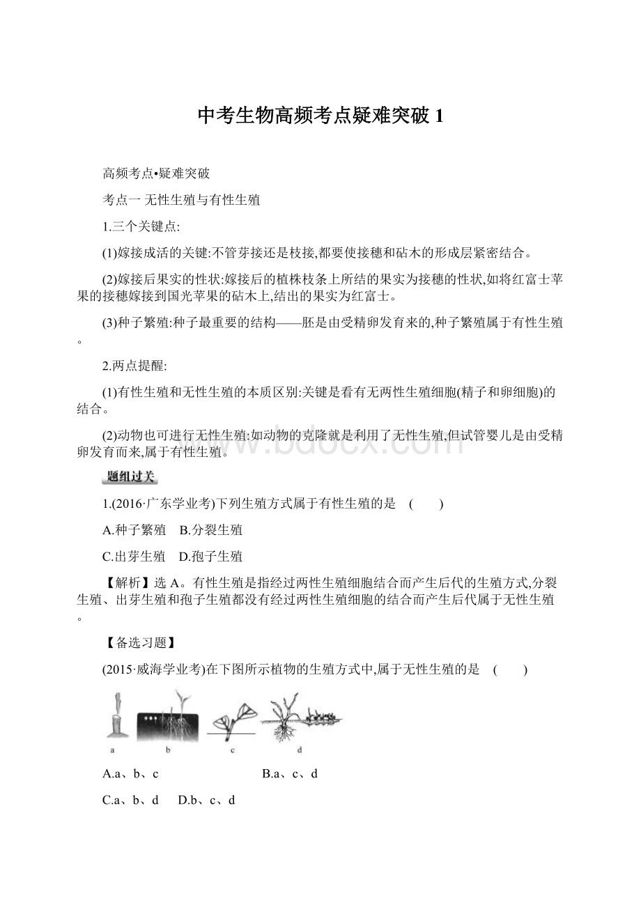 中考生物高频考点疑难突破1Word文档格式.docx