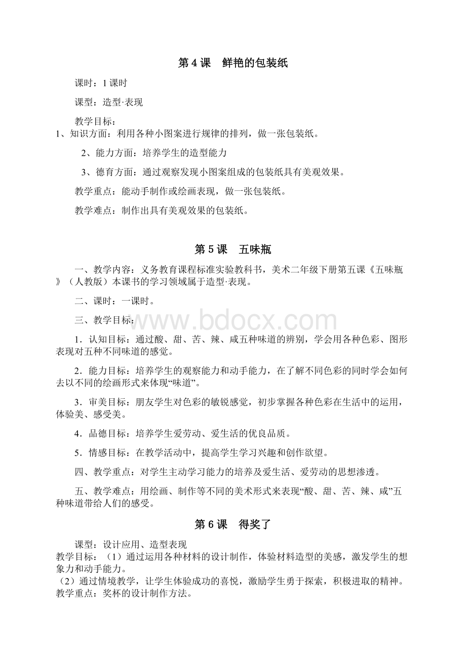 人教版美术二年级上册教学目标及重难点.docx_第2页