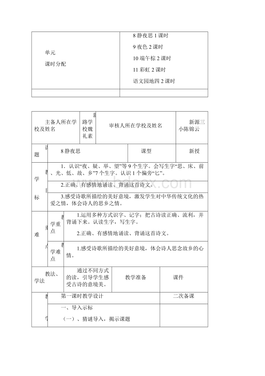 一年级下语文第四单元单元教案.docx_第2页