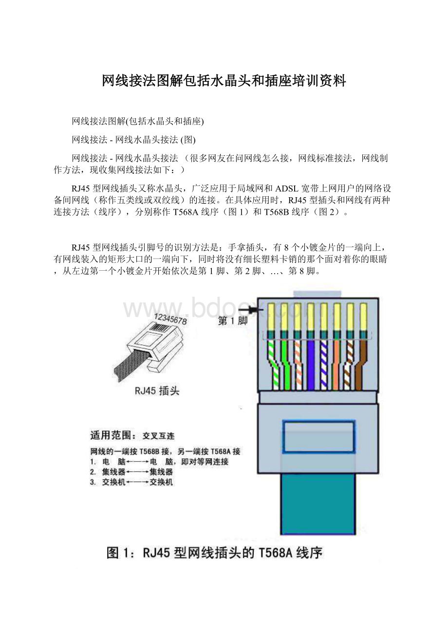 网线接法图解包括水晶头和插座培训资料.docx