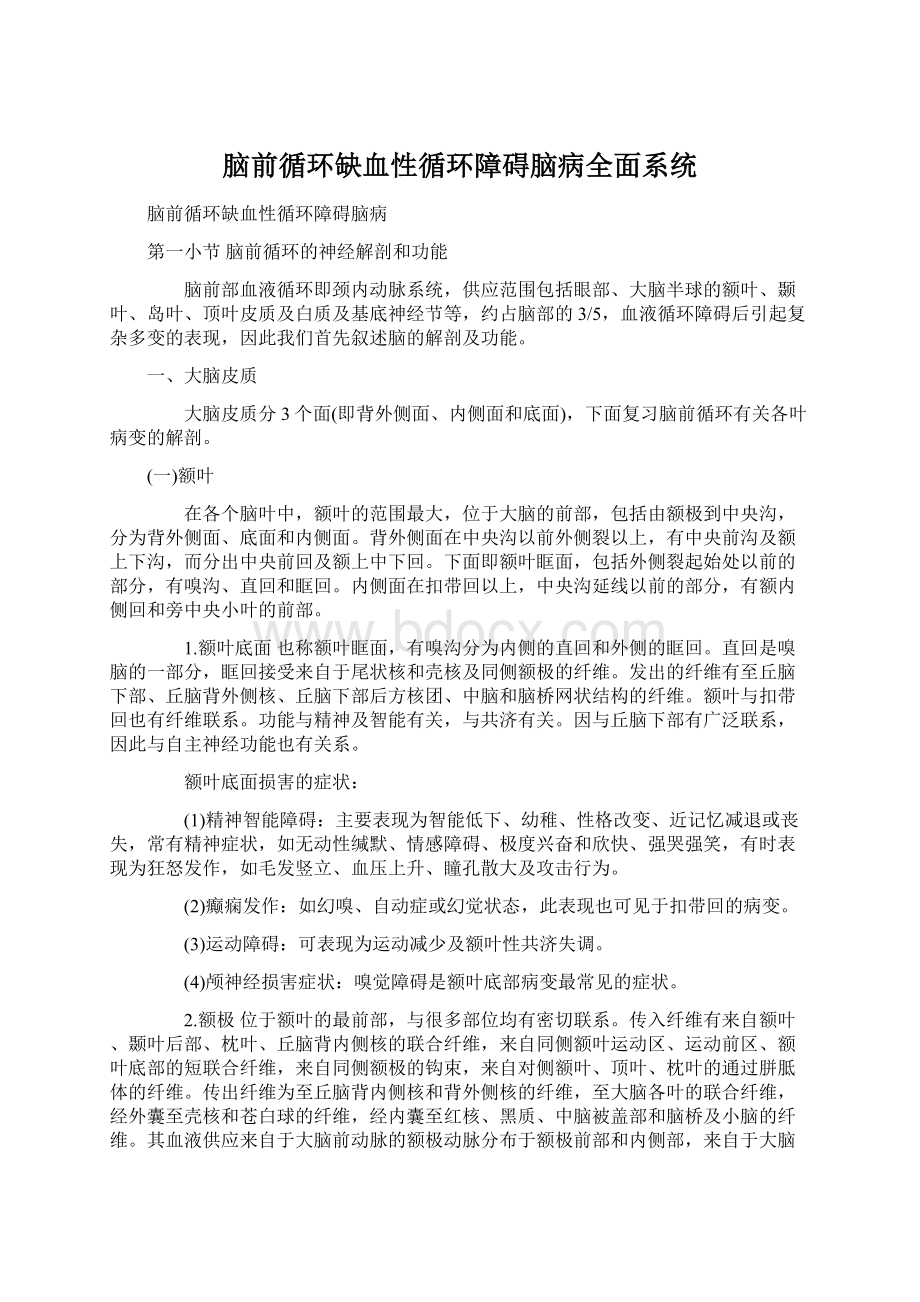 脑前循环缺血性循环障碍脑病全面系统.docx_第1页