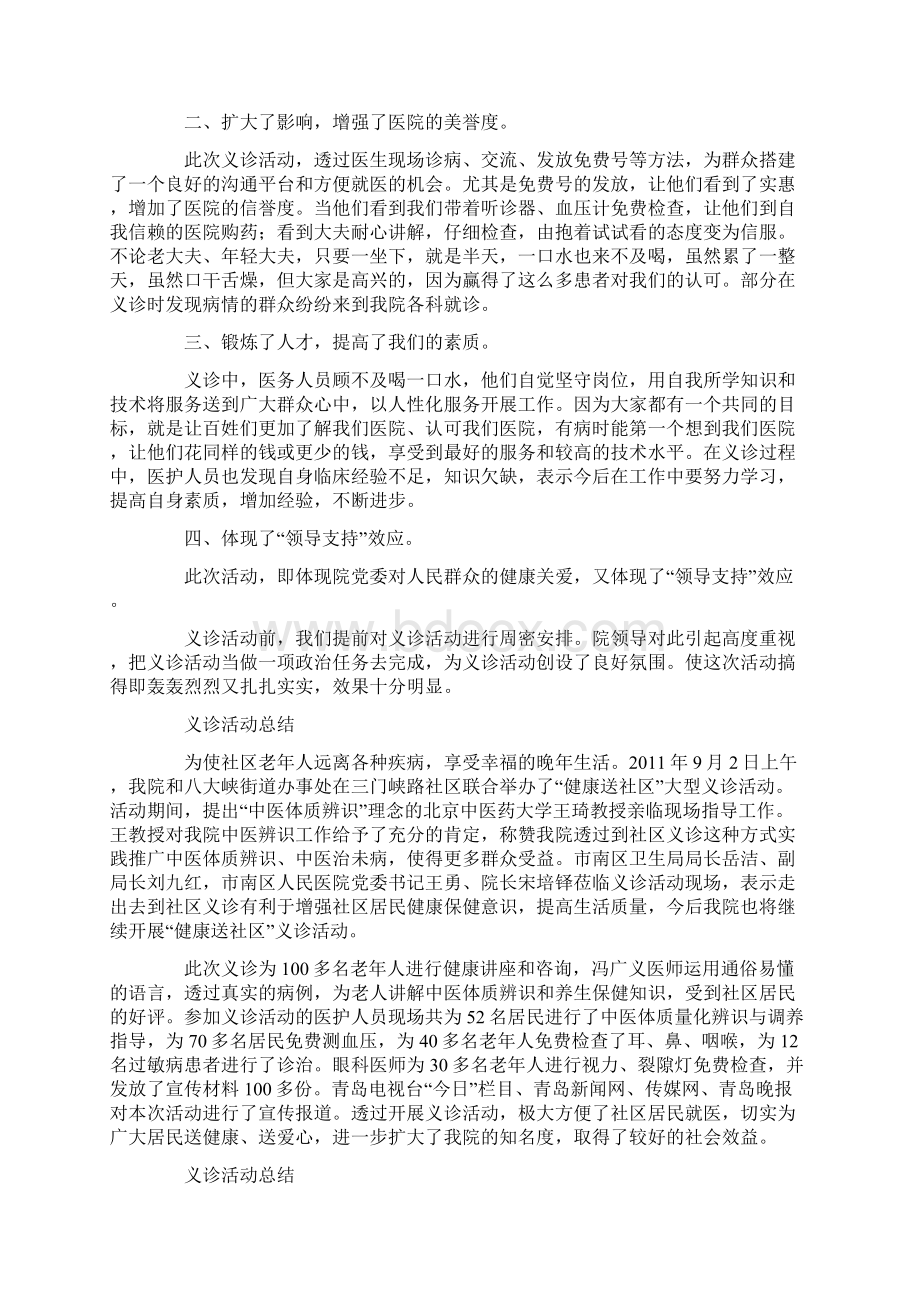 义诊活动总结怎么写 最新义诊活动总结范本Word下载.docx_第2页