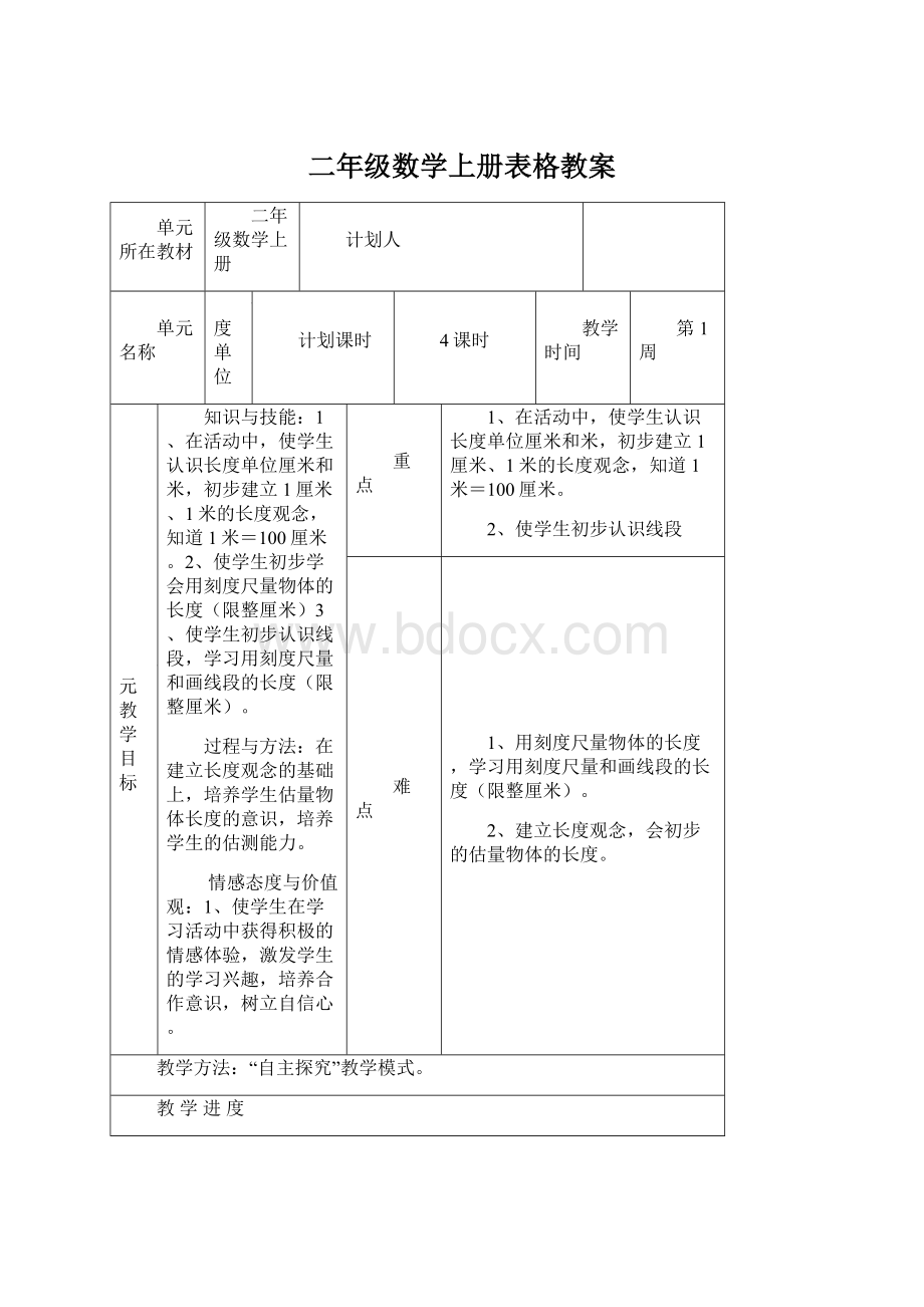 二年级数学上册表格教案.docx_第1页