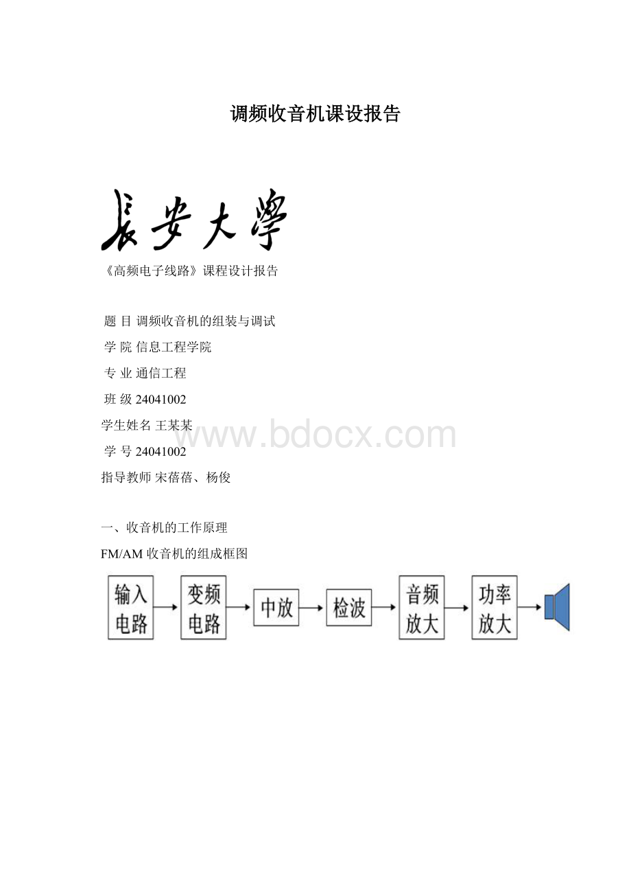 调频收音机课设报告Word文档格式.docx_第1页