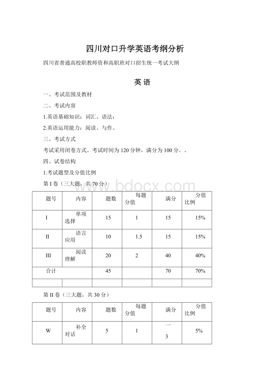 四川对口升学英语考纲分析.docx_第1页