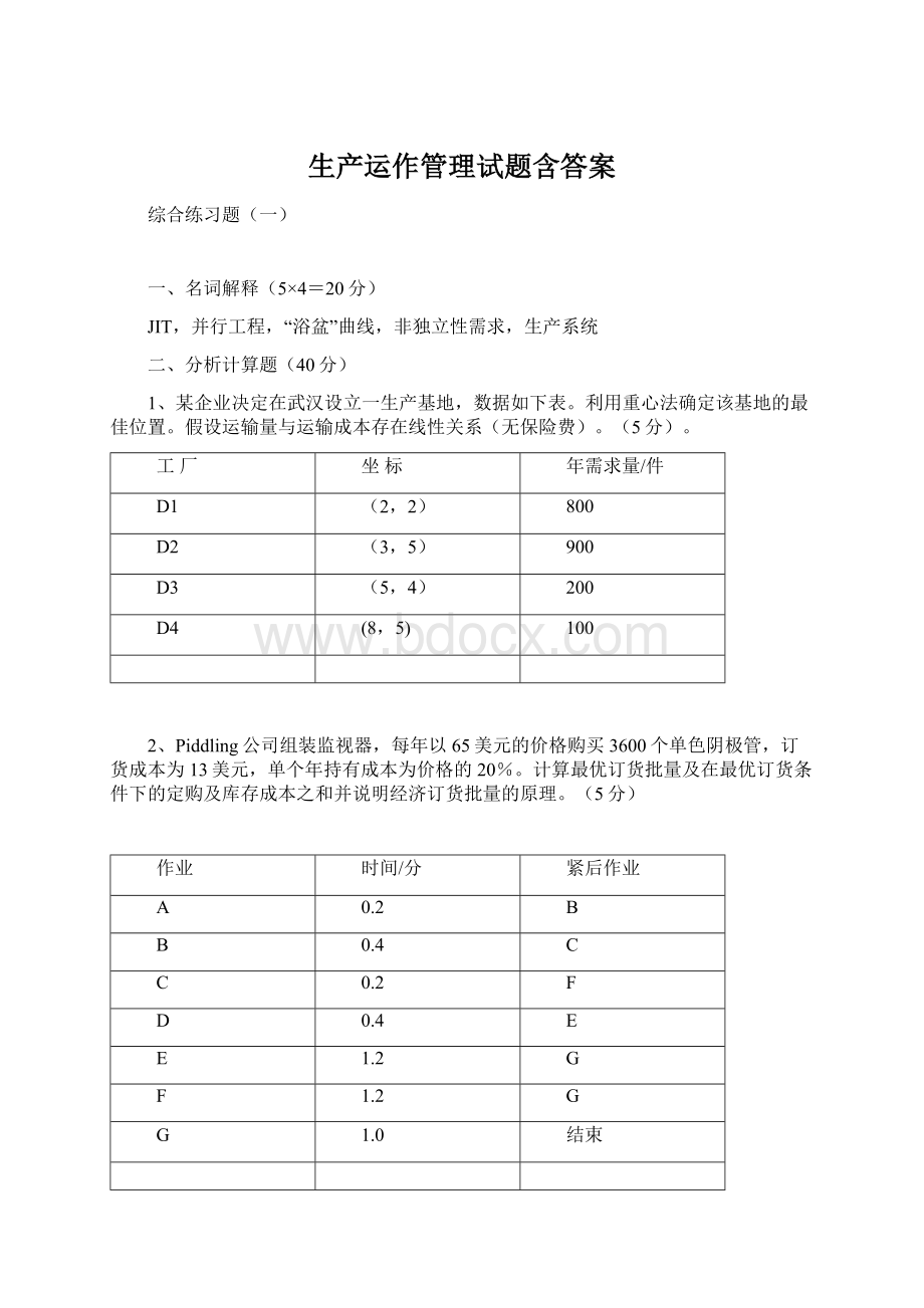 生产运作管理试题含答案Word格式.docx_第1页