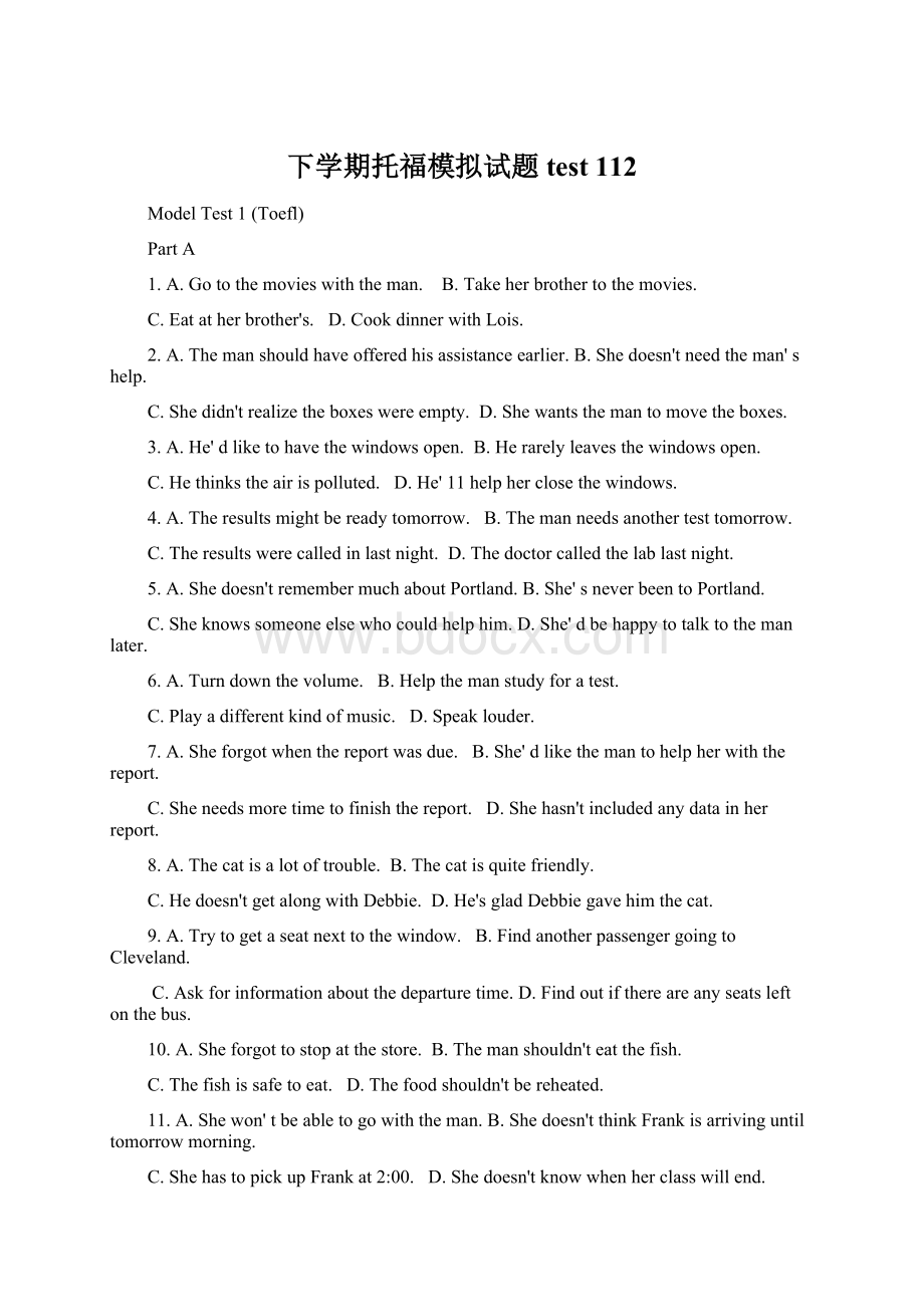 下学期托福模拟试题 test 112.docx_第1页