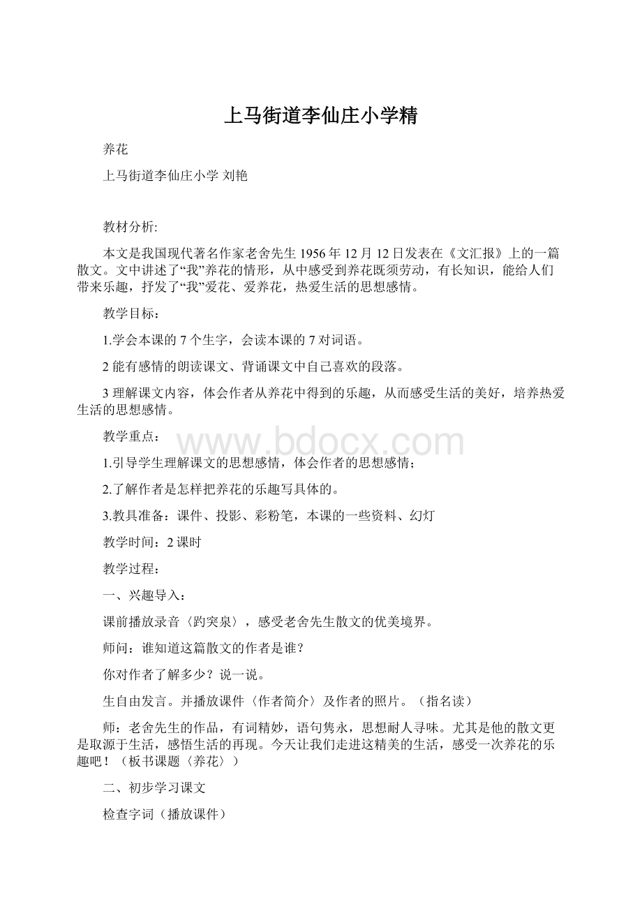 上马街道李仙庄小学精Word文档下载推荐.docx