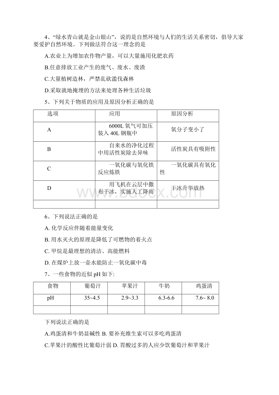 四川省广安市中考理综化学部分试题word版含答案.docx_第2页