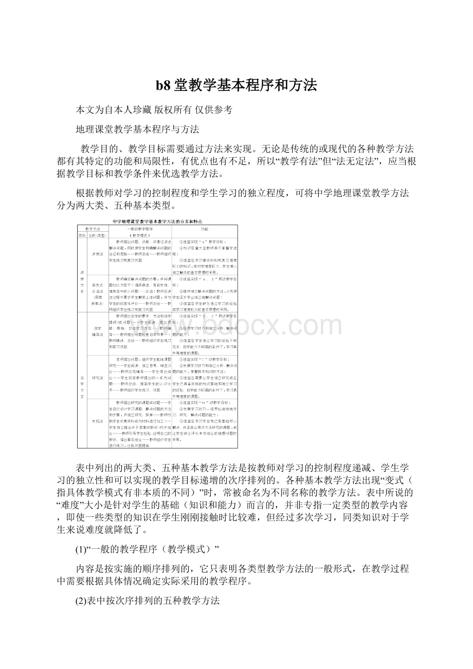 b8堂教学基本程序和方法.docx