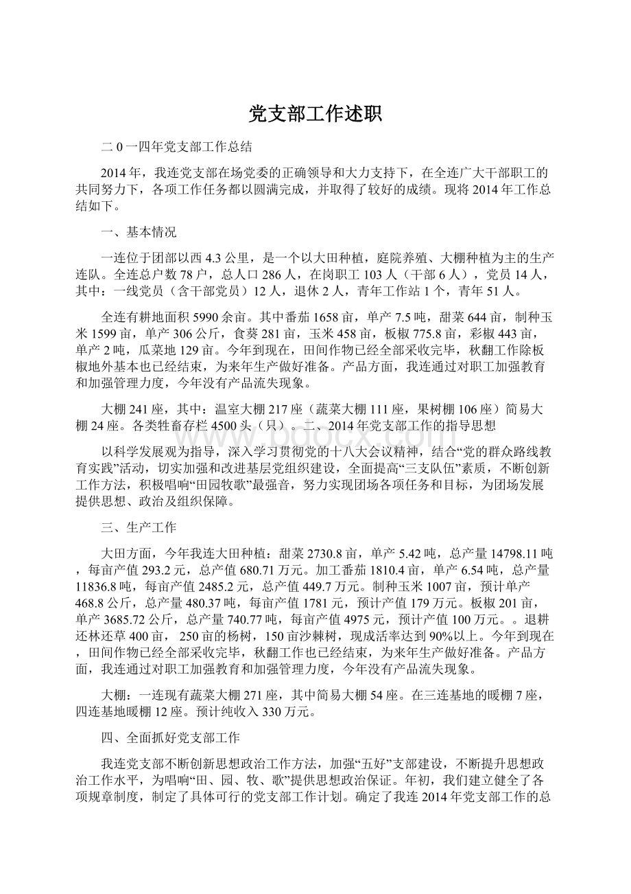 党支部工作述职文档格式.docx