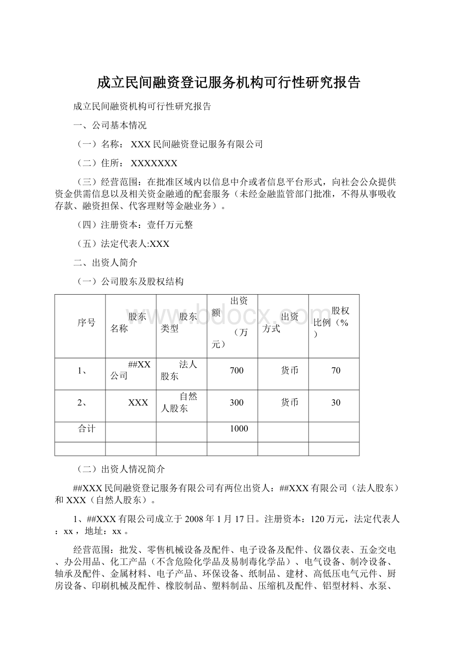 成立民间融资登记服务机构可行性研究报告.docx