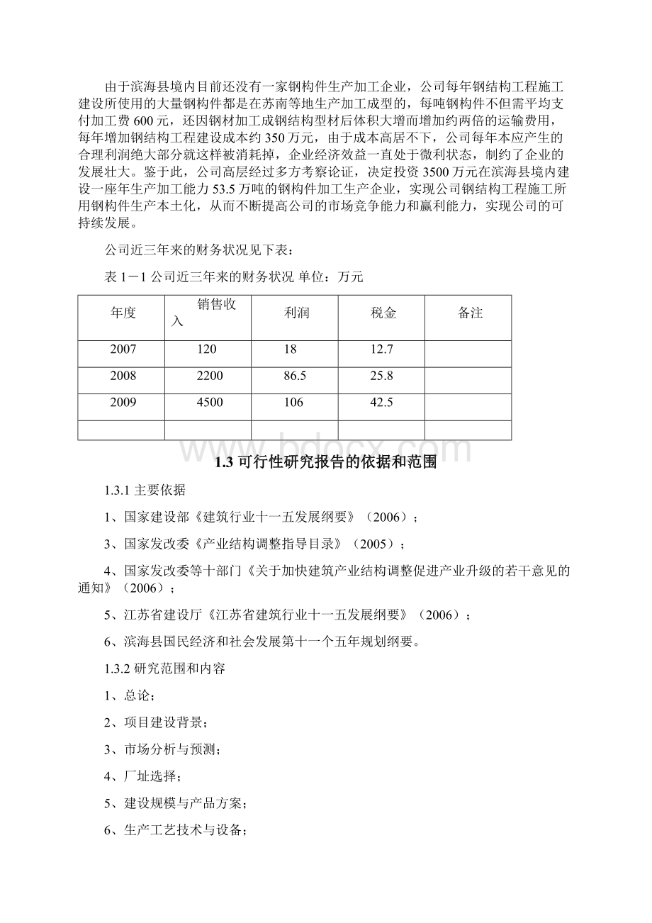 精选完整XX工程企业关于钢结构加工生产项目可行性研究报告Word文档格式.docx_第2页