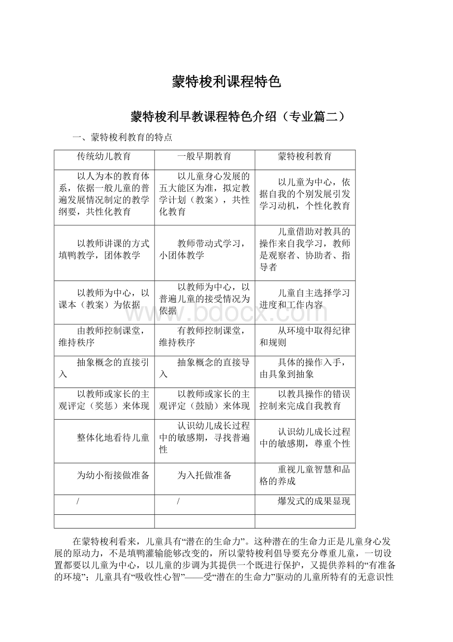 蒙特梭利课程特色.docx_第1页