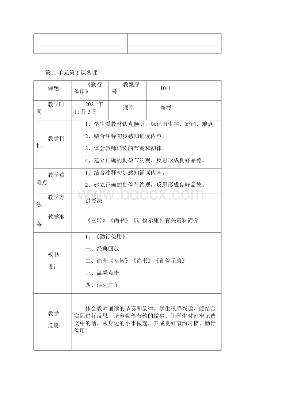 山东大学出版社六年级上册传统文化第二单元克勤克俭备课教案.docx_第3页