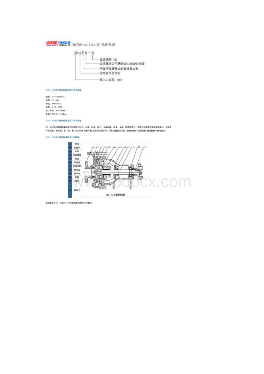 不锈钢耐腐蚀泵型号及参数Word文档下载推荐.docx_第2页