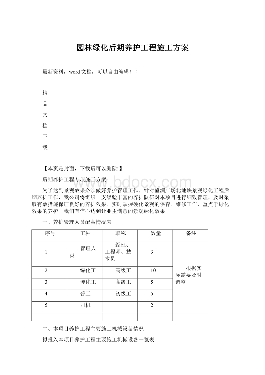 园林绿化后期养护工程施工方案.docx