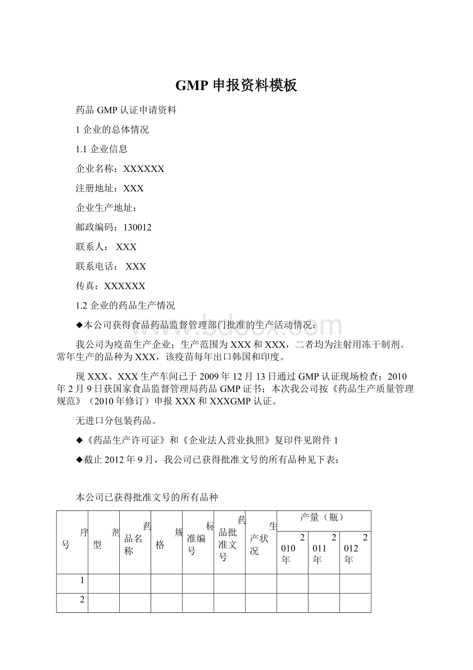 GMP申报资料模板.docx_第1页