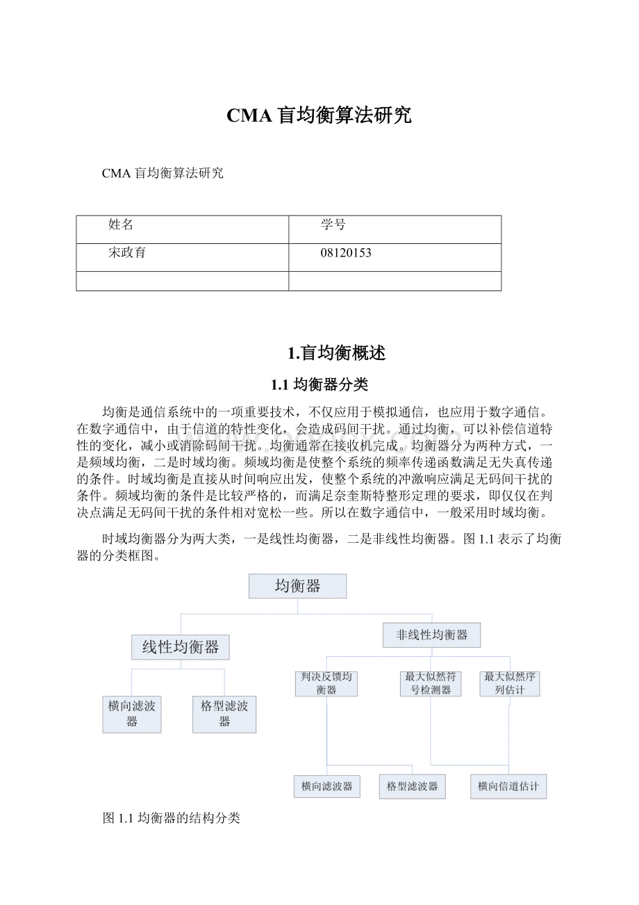 CMA盲均衡算法研究.docx